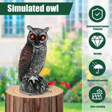 Realistic Bird Scarer W/Sound Owl Prowler Decoy Repellent Pest Scarecrow Garden