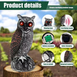 Realistic Bird Scarer W/Sound Owl Prowler Decoy Repellent Pest Scarecrow Garden